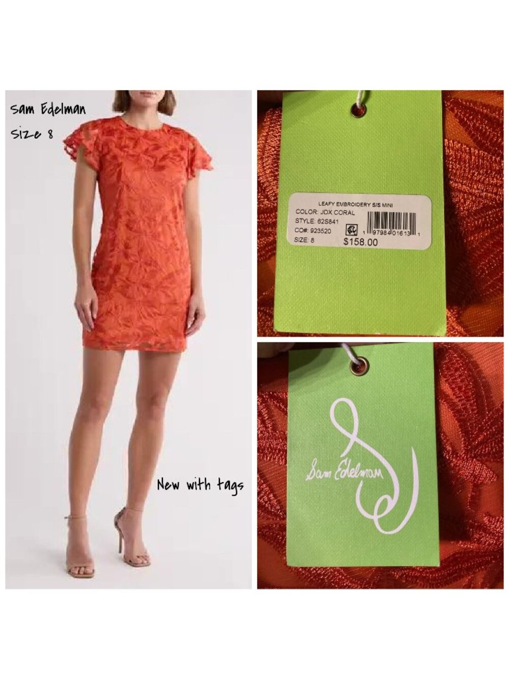 Sam Edelman Sheath Dress, Coral Size 8, New With Tags